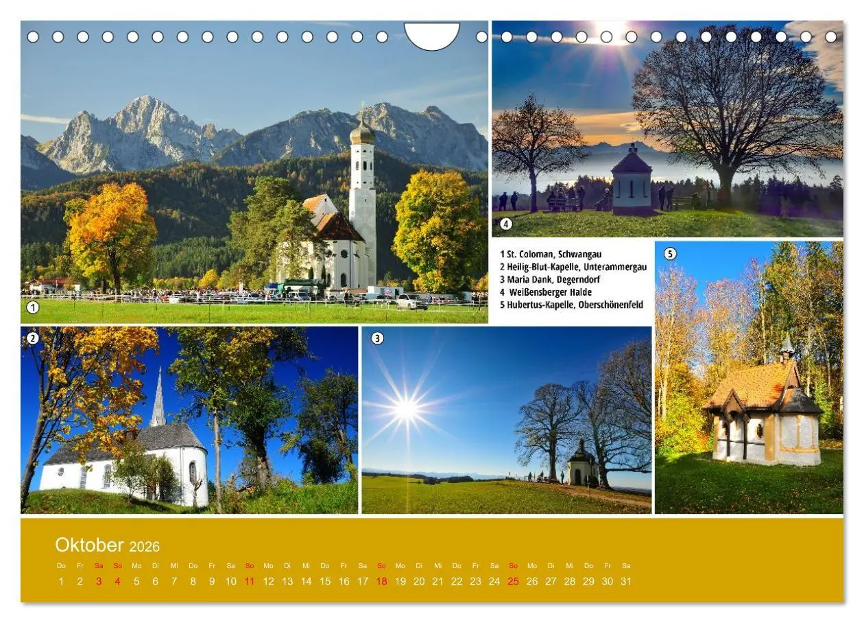 Bild: 9783457988435 | Kirchen und Kapellen als Ausflugsziele (Wandkalender 2026 DIN A4...