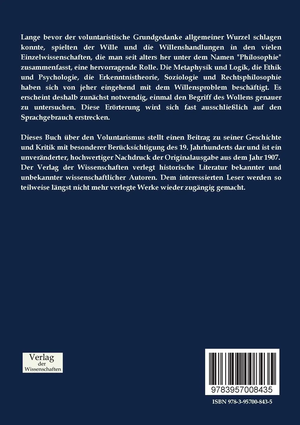 Rückseite: 9783957008435 | Die Geschichte des Voluntarismus | Rudolf Knauer | Taschenbuch | 2019