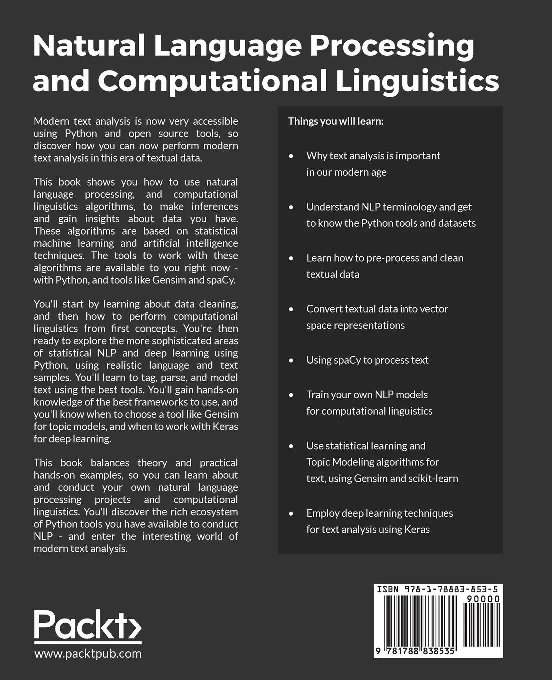 Rückseite: 9781788838535 | Natural Language Processing and Computational Linguistics | Buch