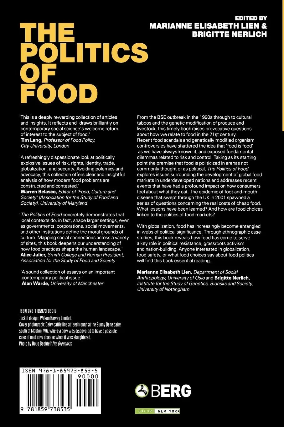 Rückseite: 9781859738535 | The Politics of Food | Marianne E. Lien (u. a.) | Taschenbuch | 2004