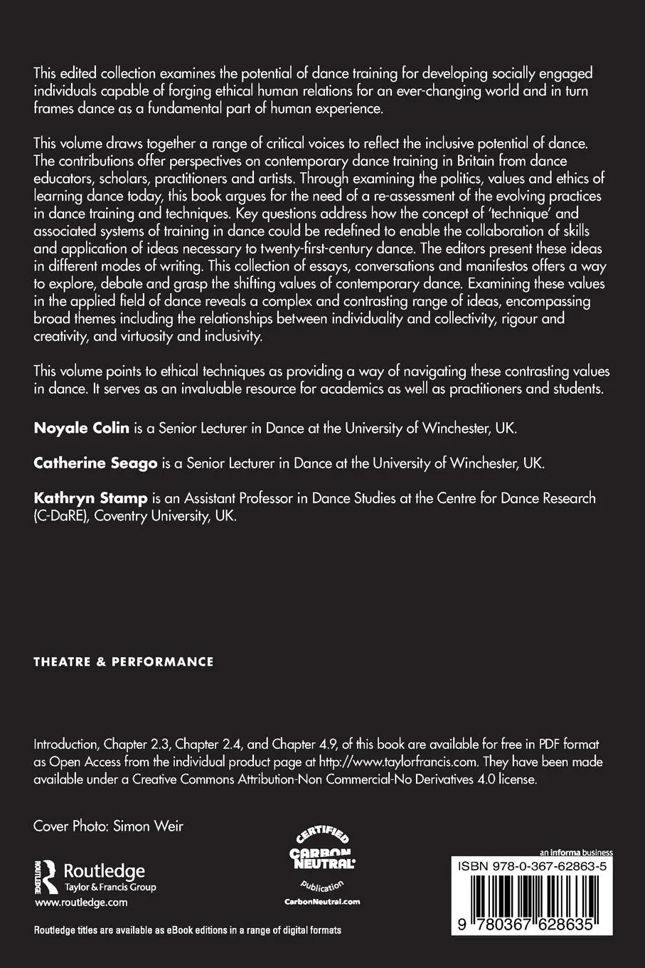 Rückseite: 9780367628635 | Ethical Agility in Dance | Noyale Colin (u. a.) | Taschenbuch | 2023
