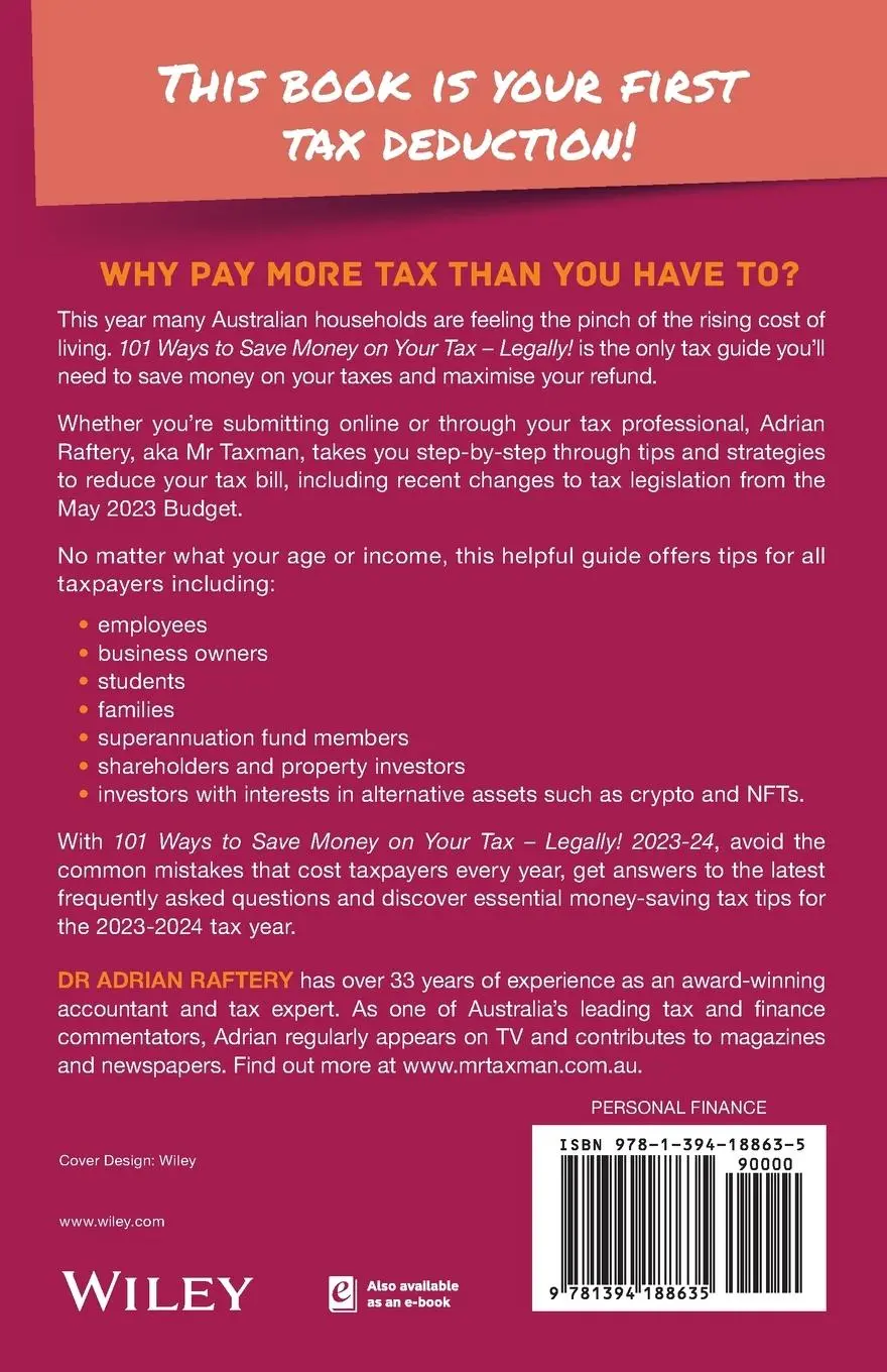 Rückseite: 9781394188635 | 101 Ways to Save Money on Your Tax - Legally! 2023-2024 | Raftery