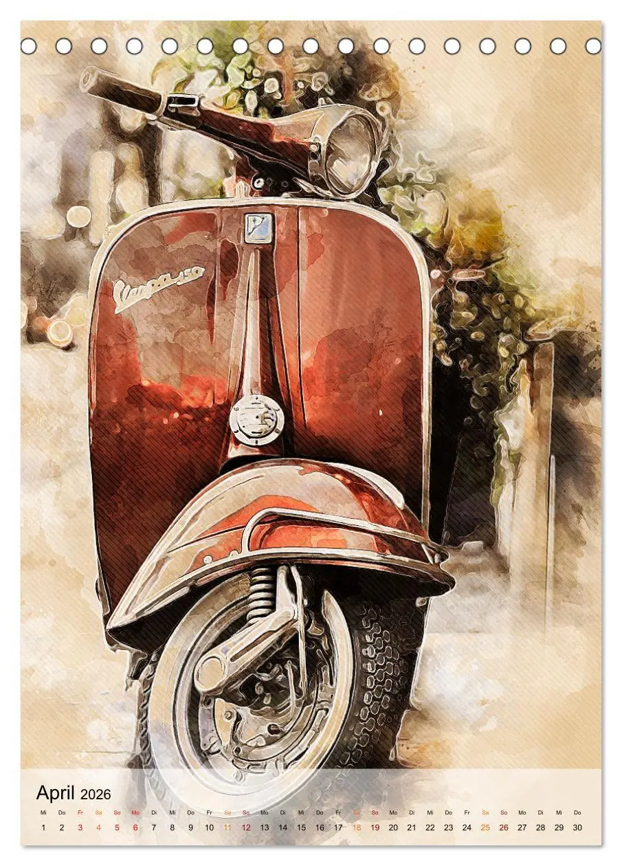 Bild: 9783516368635 | Motorroller - Vespa Galerie (Tischkalender 2026 DIN A5 hoch),...