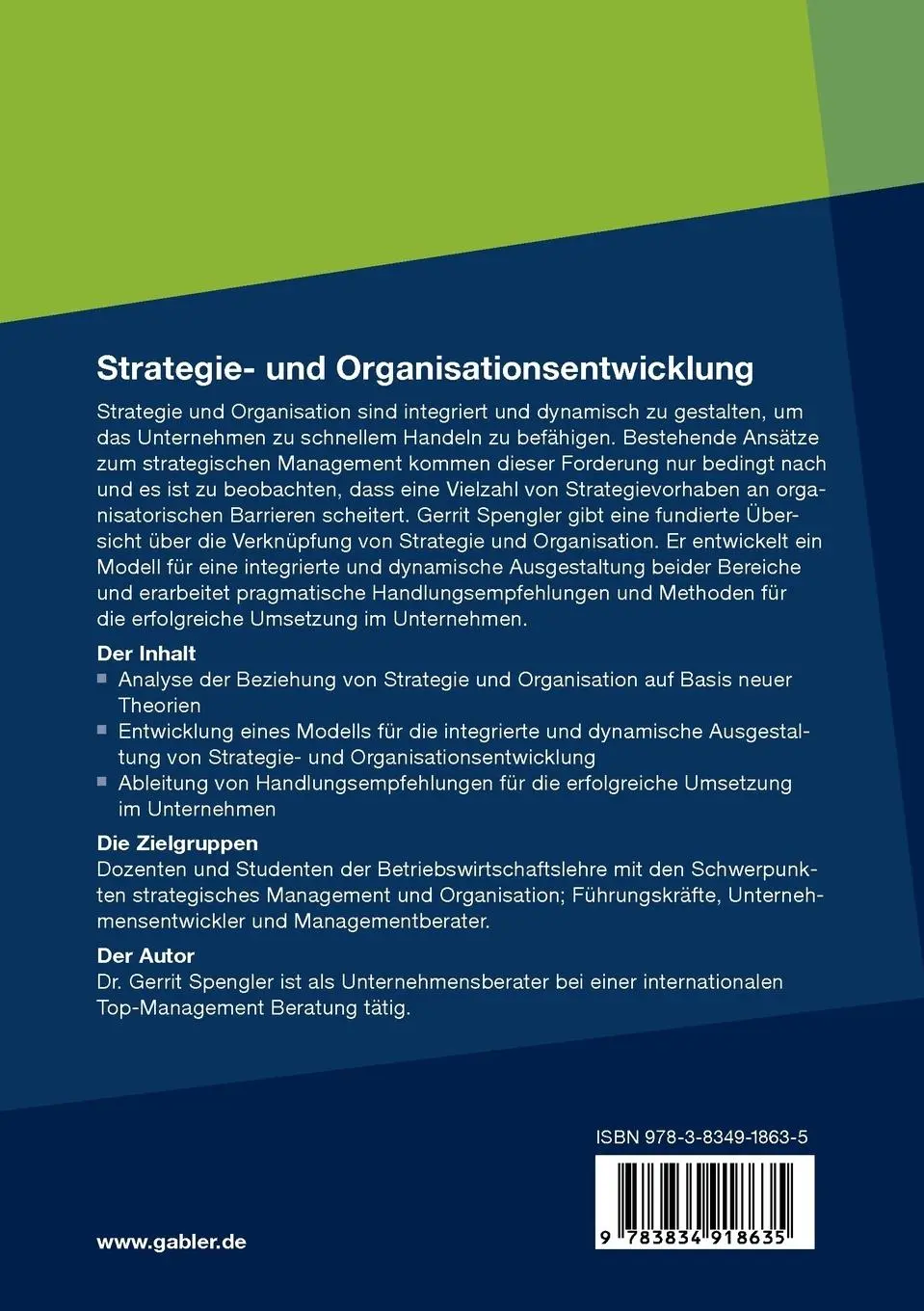 Rückseite: 9783834918635 | Strategie- und Organisationsentwicklung | Gerrit Spengler | Buch | xx