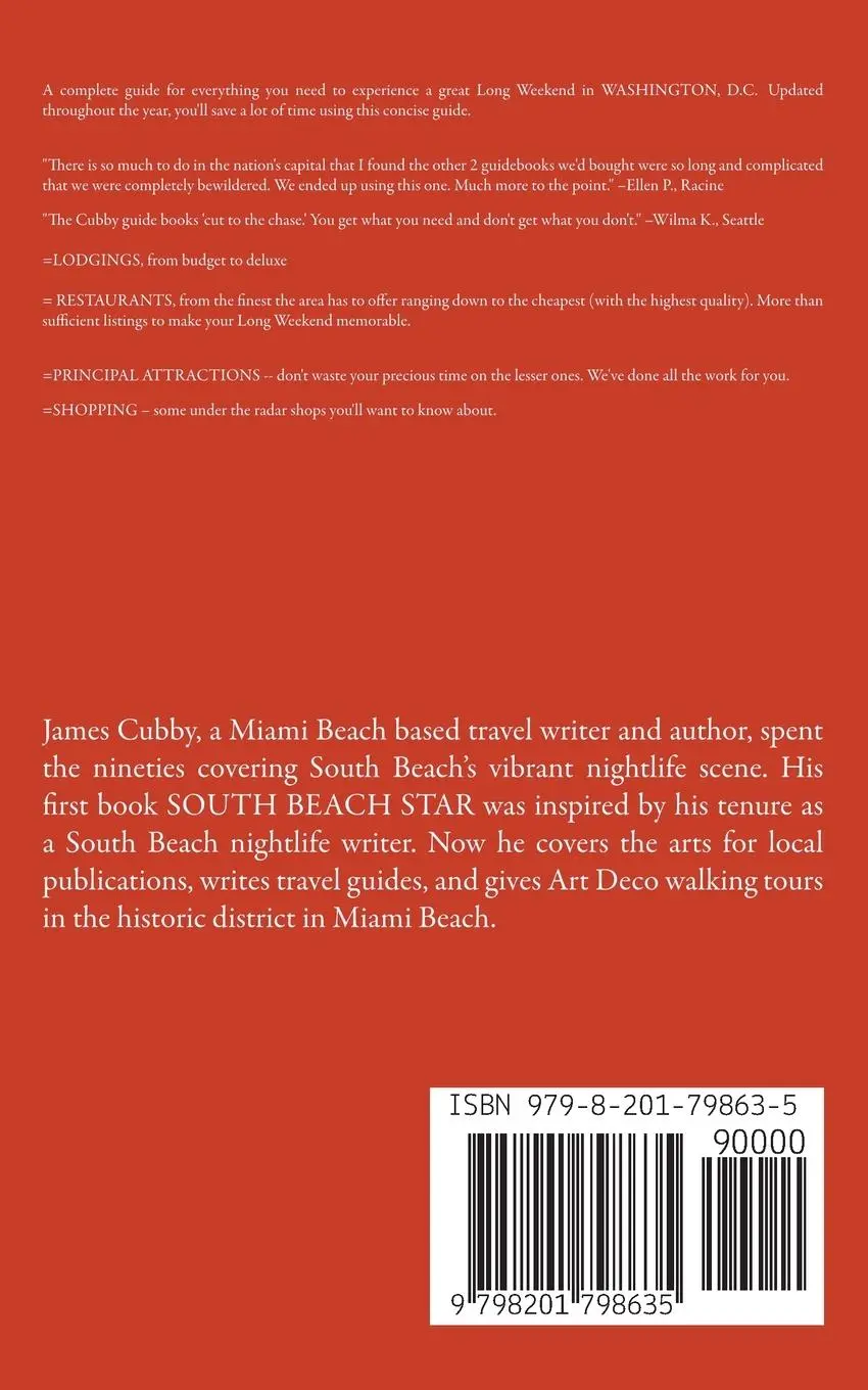 Rückseite: 9798201798635 | Washington, D.C. - The Cubby 2023 Long Weekend Guide | James Cubby