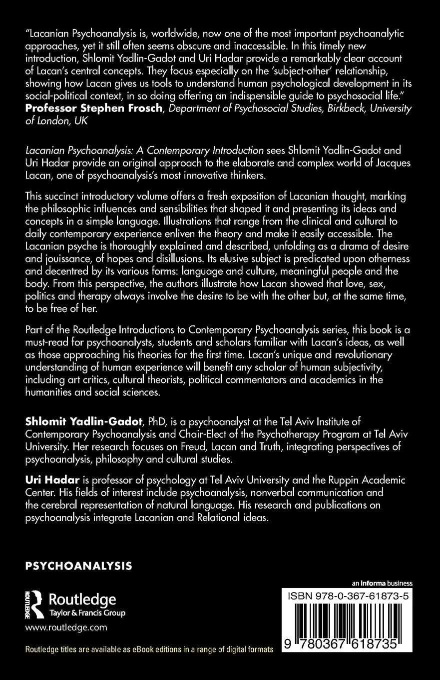 Rückseite: 9780367618735 | Lacanian Psychoanalysis | A Contemporary Introduction | Taschenbuch