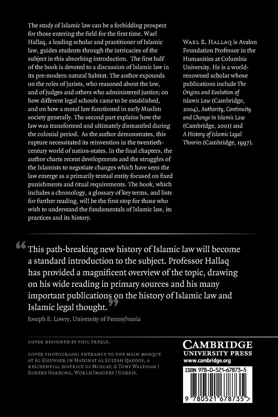 Rückseite: 9780521678735 | An Introduction to Islamic Law | Wael B. Hallaq | Taschenbuch | 2009