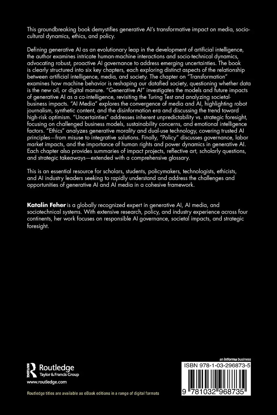 Rückseite: 9781032968735 | Generative AI, Media, and Society | Katalin Feher | Taschenbuch | 2025