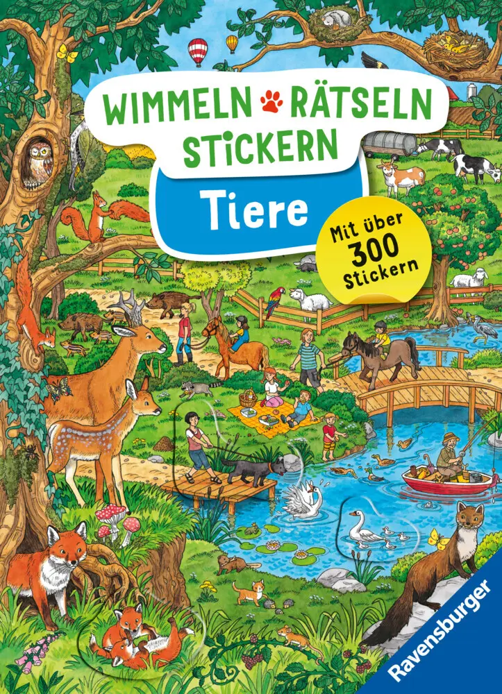 Cover: 9783473488735 | Wimmeln, Rätseln, Stickern: Tiere | Caryad | Broschüre | 32 S. | 2025