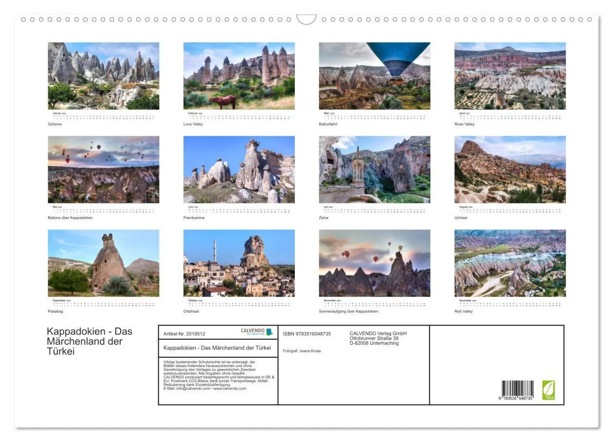 Bild: 9783516048735 | Kappadokien - Das Märchenland der Türkei (Wandkalender 2026 DIN A2...