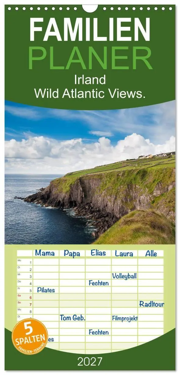 Cover: 9783594338735 | Familienplaner 2027 - Irland. Wild Atlantic Views. mit 5 Spalten...