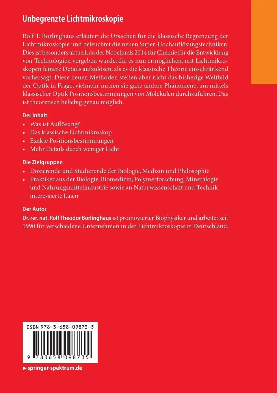 Rückseite: 9783658098735 | Unbegrenzte Lichtmikroskopie | Rolf Theodor Borlinghaus | Taschenbuch