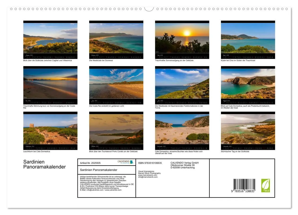 Bild: 9783516108835 | Sardinien Panoramakalender (hochwertiger Premium Wandkalender 2026...