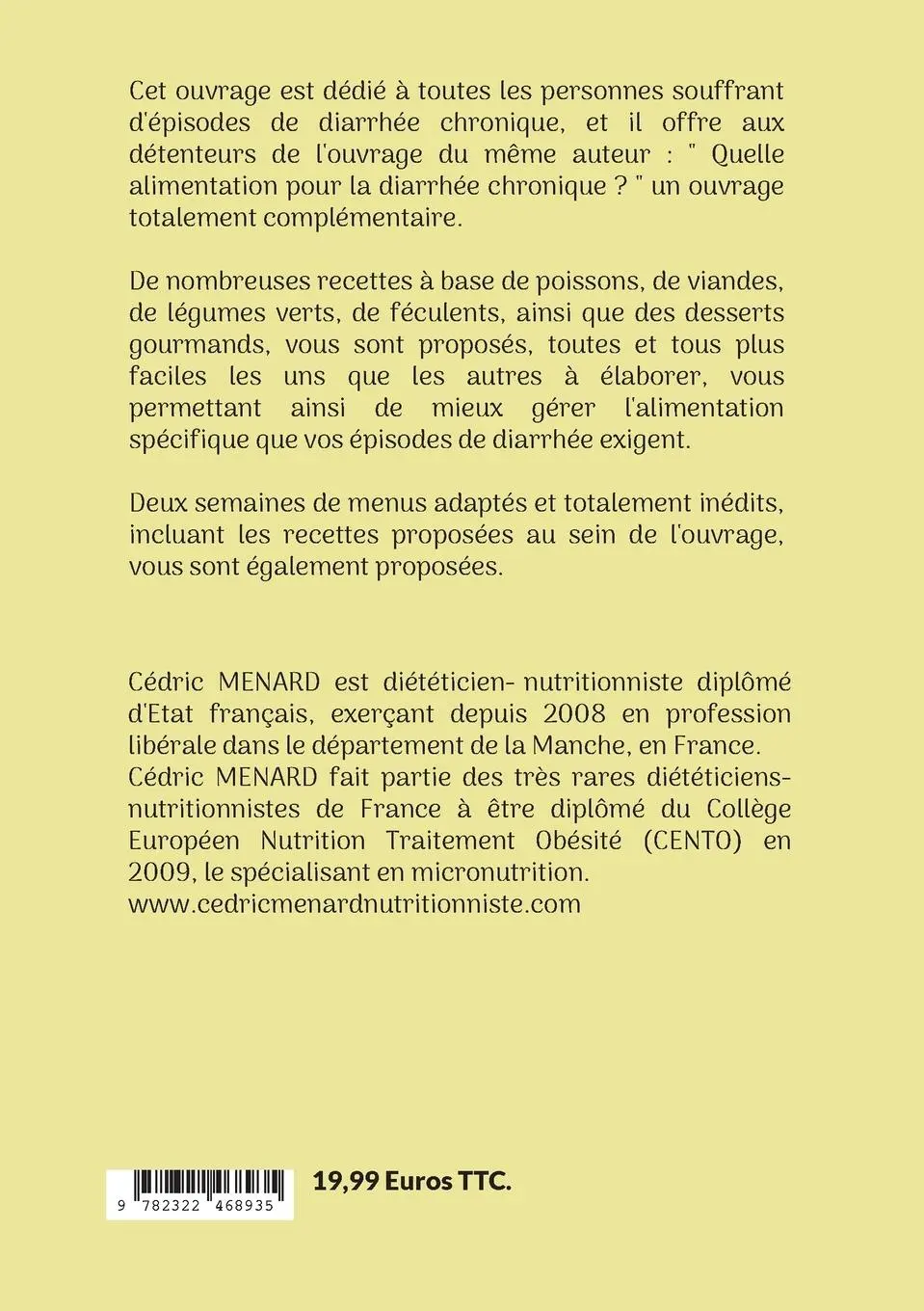 Rückseite: 9782322468935 | Mes recettes faciles anti-diarrhée | Volume 2. | Cédric Menard | Buch