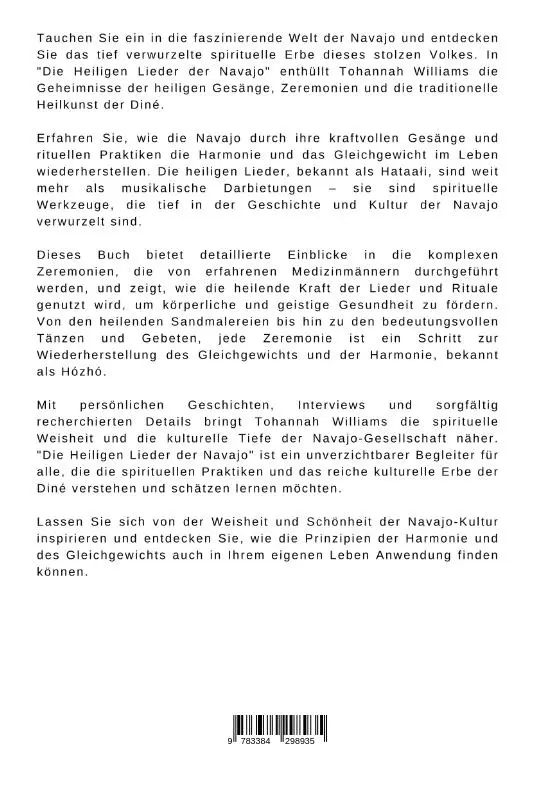 Rückseite: 9783384298935 | Die heiligen Lieder der Navajo | Tohannah Williams | Taschenbuch