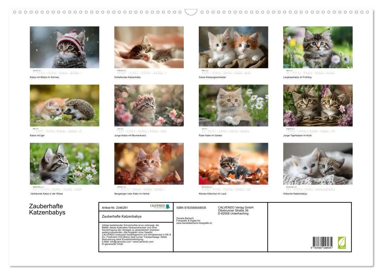 Bild: 9783569048935 | Zauberhafte Katzenbabys (Wandkalender 2027 DIN A2 quer), CALVENDO...