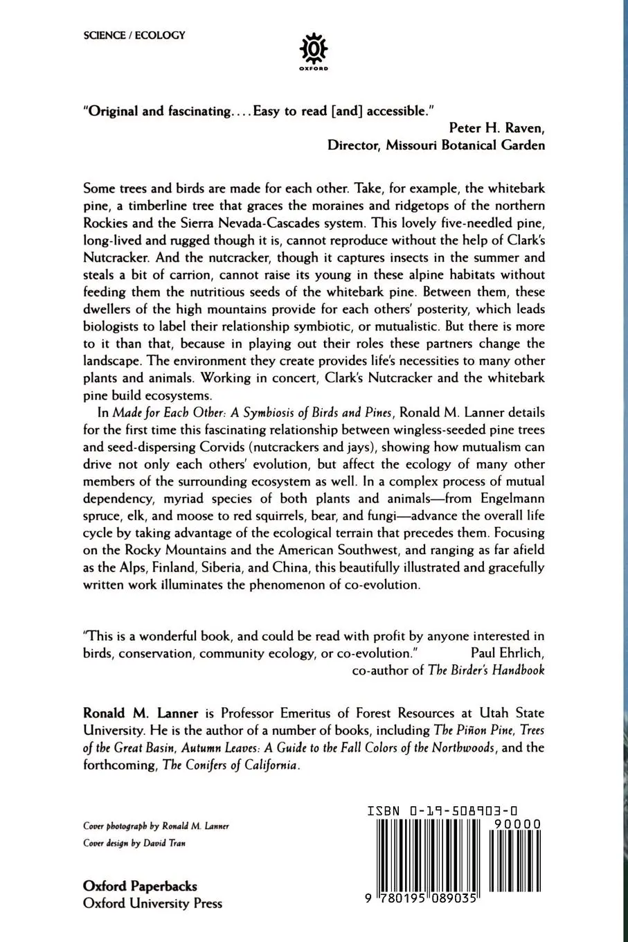 Rückseite: 9780195089035 | Made for Each Other | A Symbiosis of Birds and Pines | Lanner | Buch