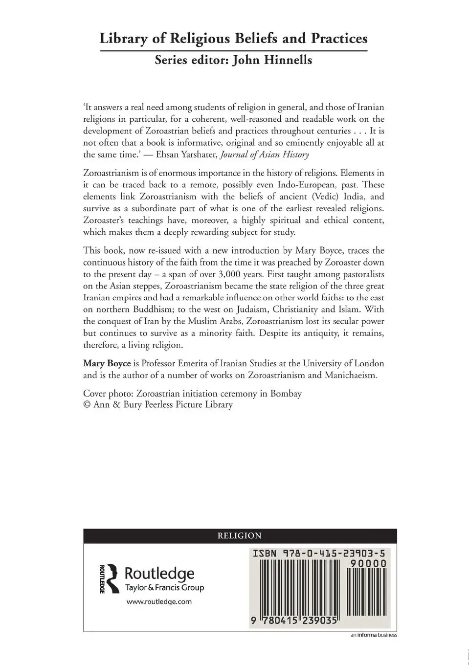 Rückseite: 9780415239035 | Zoroastrians | Their Religious Beliefs and Practices | Mary Boyce