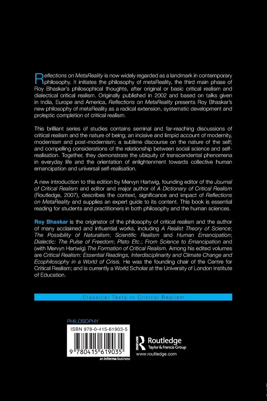 Rückseite: 9780415619035 | Reflections on metaReality | Roy Bhaskar | Taschenbuch | Englisch