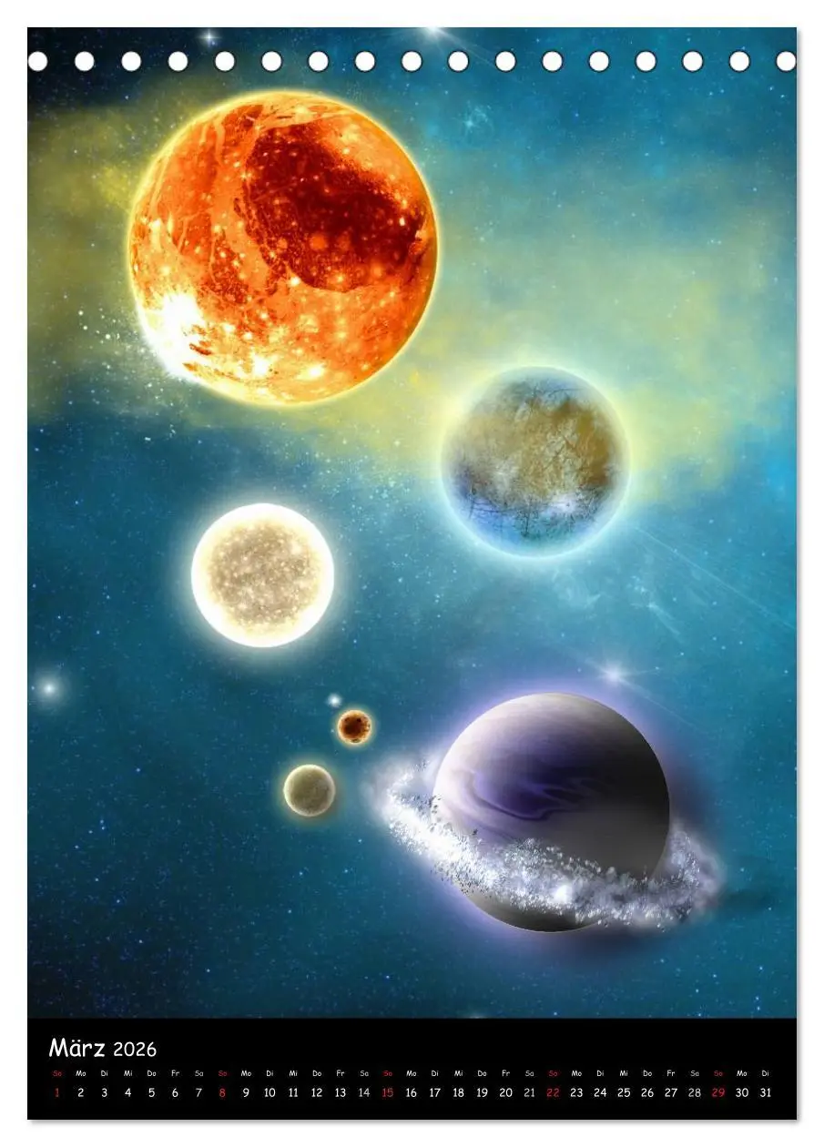 Bild: 9783516469035 | Die Welt der Planeten (Tischkalender 2026 DIN A5 hoch), CALVENDO...