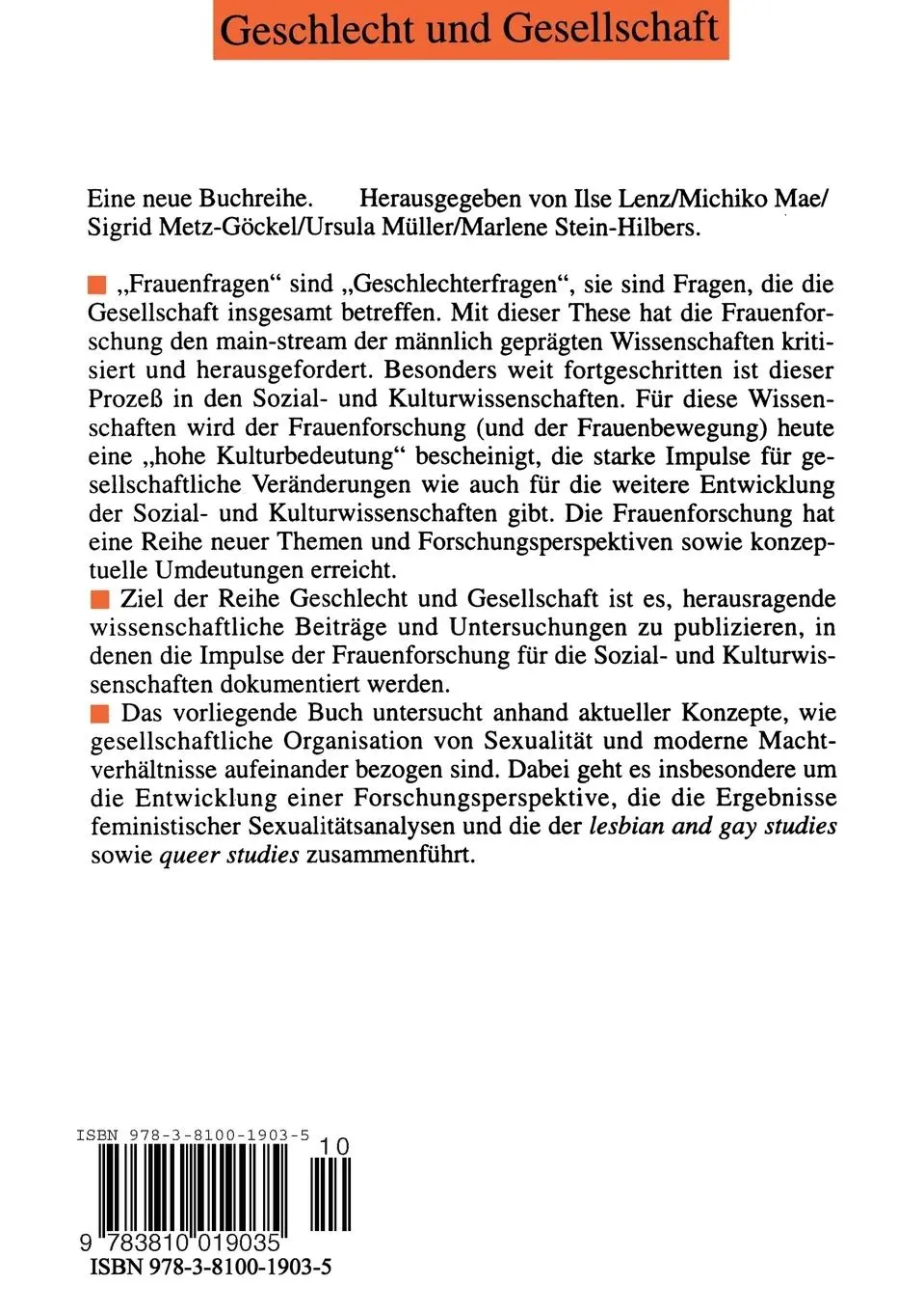 Rückseite: 9783810019035 | Die Spur der Lüste | Sexualität, Geschlecht und Macht | Cornelia Ott