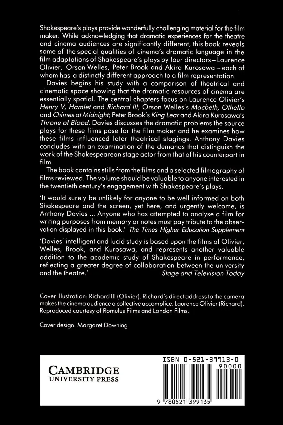 Rückseite: 9780521399135 | Filming Shakespeare's Plays | Anthony Davies | Taschenbuch | Englisch