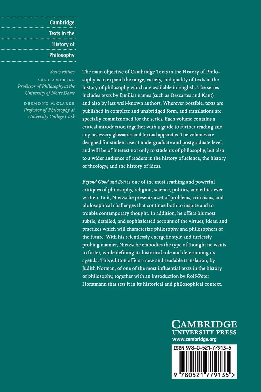 Rückseite: 9780521779135 | Nietzsche | Beyond Good and Evil | Friedrich Nietzsche | Taschenbuch