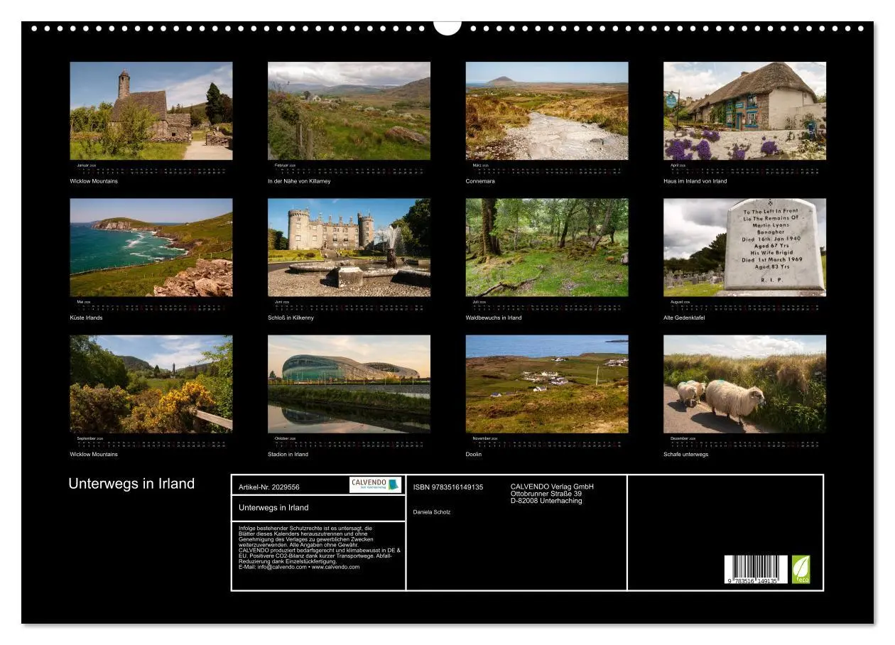Bild: 9783516149135 | Unterwegs in Irland (Wandkalender 2026 DIN A2 quer), CALVENDO...