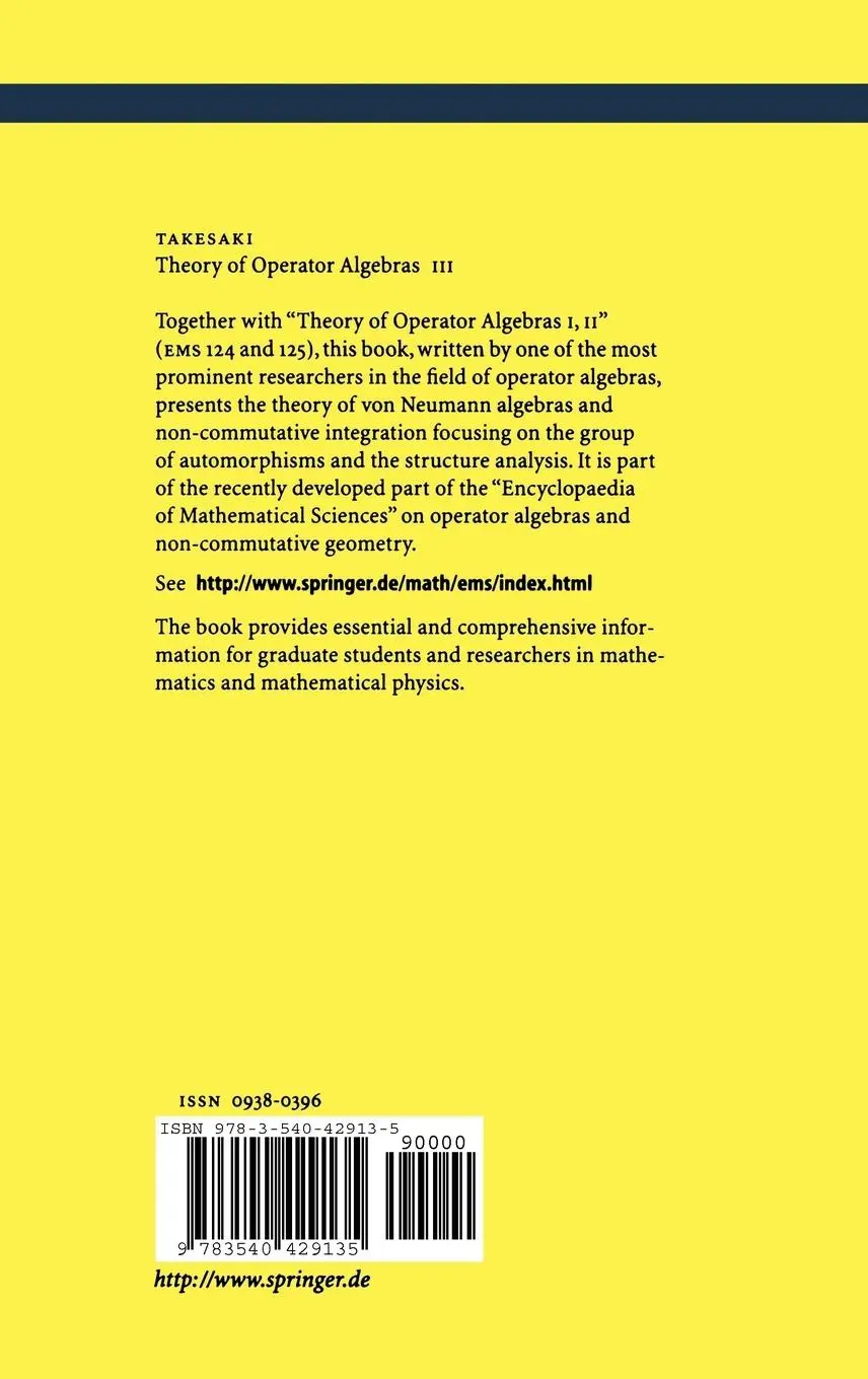 Rückseite: 9783540429135 | Theory of Operator Algebras III | Masamichi Takesaki | Buch | xxii