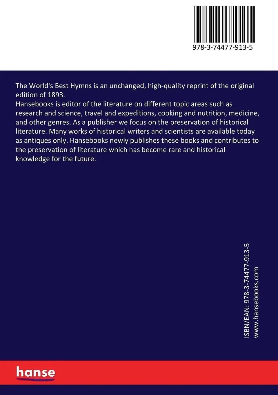 Rückseite: 9783744779135 | The World's Best Hymns | Louis Kinney Harlow | Taschenbuch | 280 S.