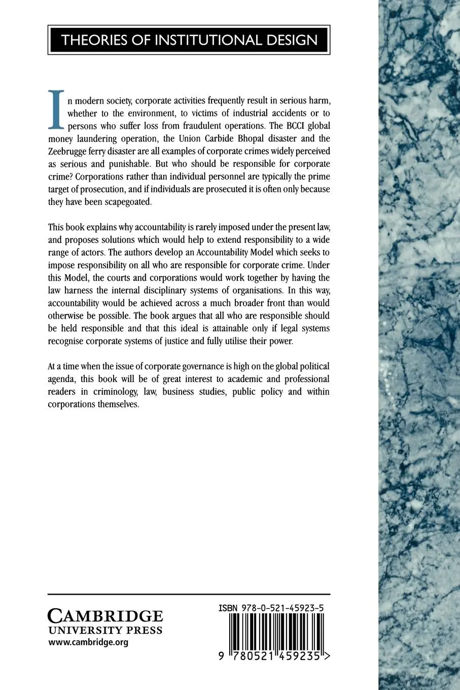 Rückseite: 9780521459235 | Corporations, Crime and Accountability | Brent Fisse (u. a.) | Buch