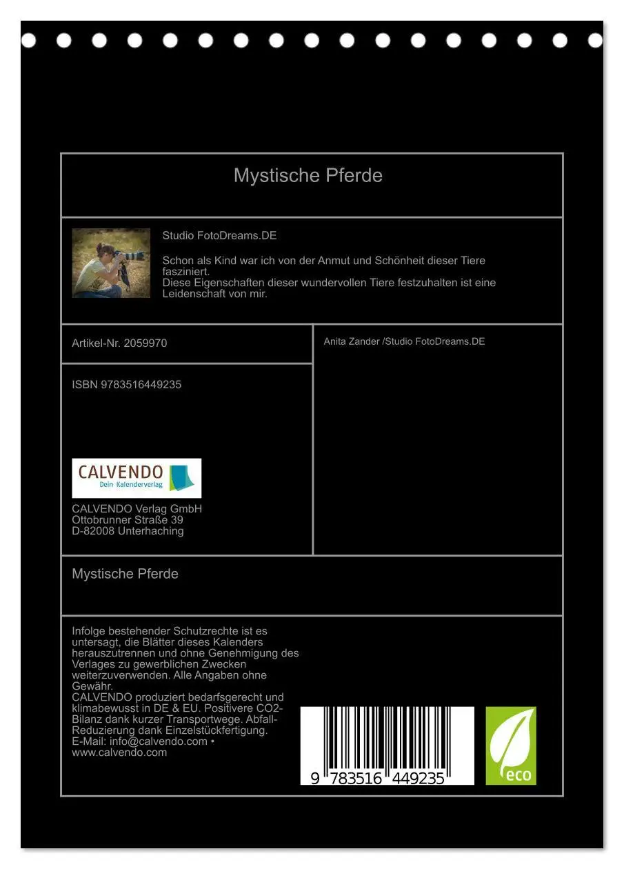 Bild: 9783516449235 | Mystische Pferde (Tischkalender 2026 DIN A5 hoch), CALVENDO...