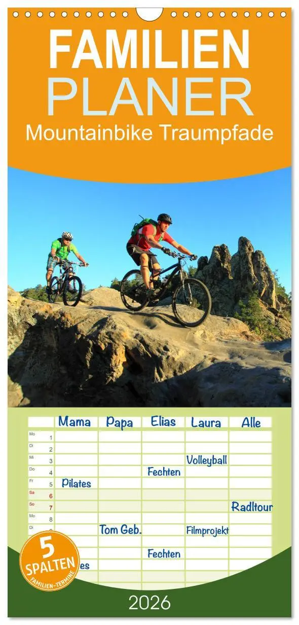 Cover: 9783516519235 | Familienplaner 2026 - Mountainbike Traumpfade mit 5 Spalten...