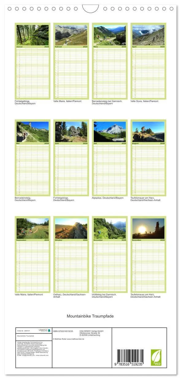 Bild: 9783516519235 | Familienplaner 2026 - Mountainbike Traumpfade mit 5 Spalten...