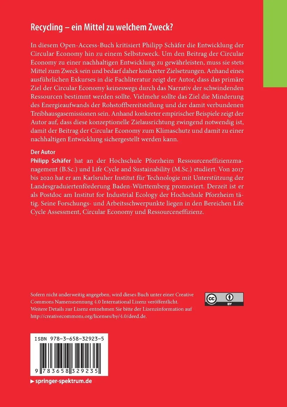 Rückseite: 9783658329235 | Recycling - ein Mittel zu welchem Zweck? | Philipp Schäfer | Buch
