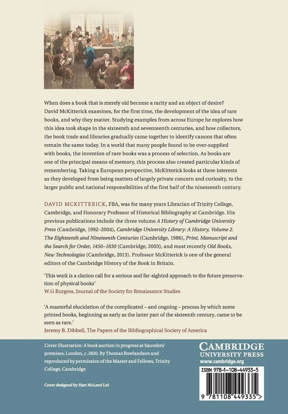 Rückseite: 9781108449335 | The Invention of Rare Books | David Mckitterick | Taschenbuch | 2020
