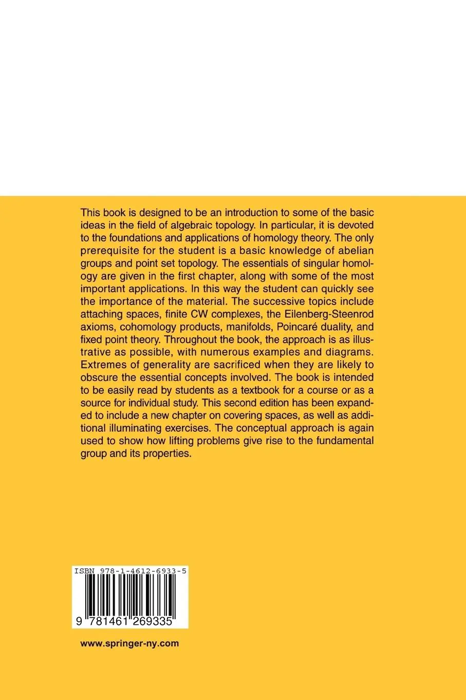 Rückseite: 9781461269335 | Homology Theory | An Introduction to Algebraic Topology | Vick | Buch