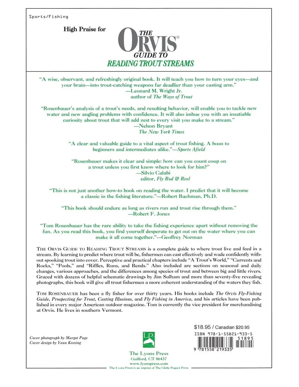 Rückseite: 9781558219335 | Orvis Guide To Reading Trout Streams | Tom Rosenbauer | Taschenbuch