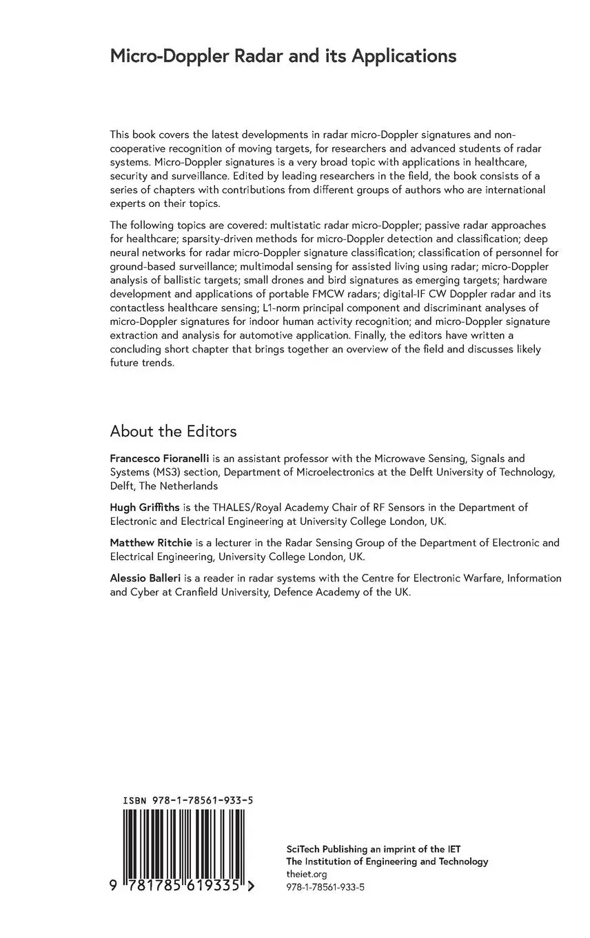Rückseite: 9781785619335 | Micro-Doppler Radar and Its Applications | Fioranelli (u. a.) | Buch