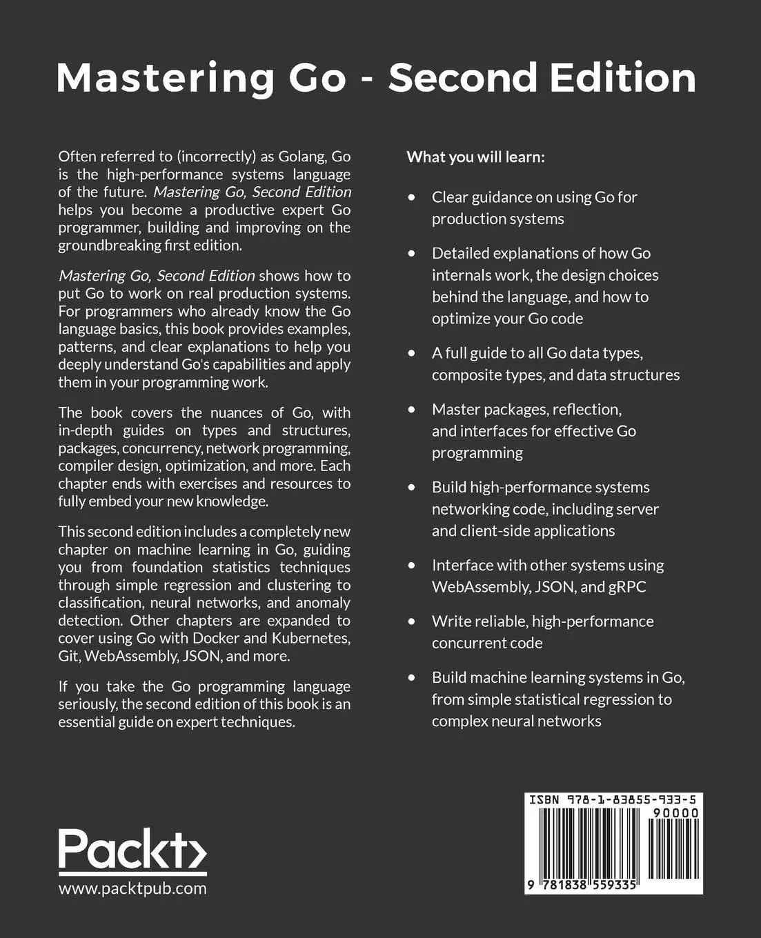 Rückseite: 9781838559335 | Mastering Go - Second Edition | Mihalis Tsoukalos | Taschenbuch | 2019