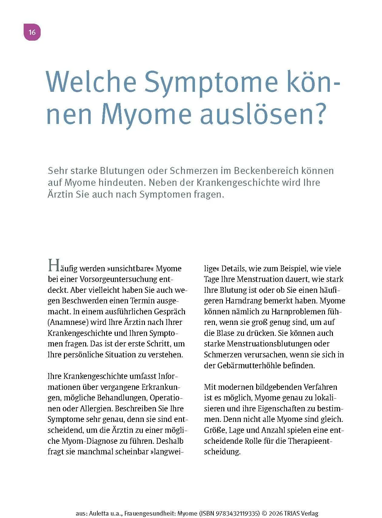 Bild: 9783432119335 | Frauengesundheit: Myome | Valentina Auletta (u. a.) | Taschenbuch