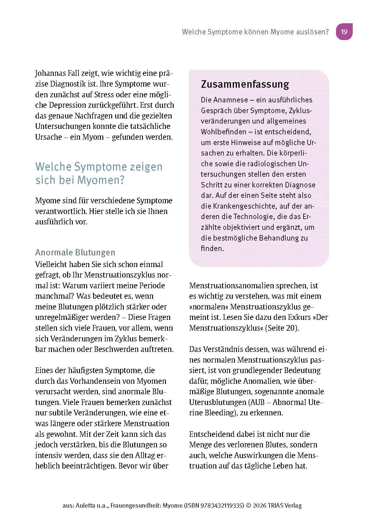Bild: 9783432119335 | Frauengesundheit: Myome | Valentina Auletta (u. a.) | Taschenbuch
