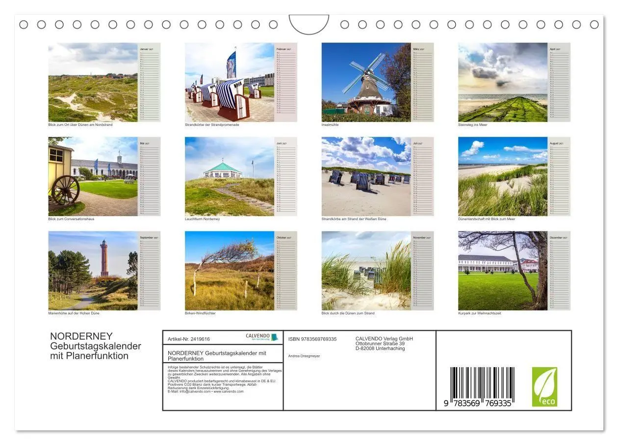 Bild: 9783569769335 | NORDERNEY Geburtstagskalender mit Planerfunktion (Wandkalender 2027...