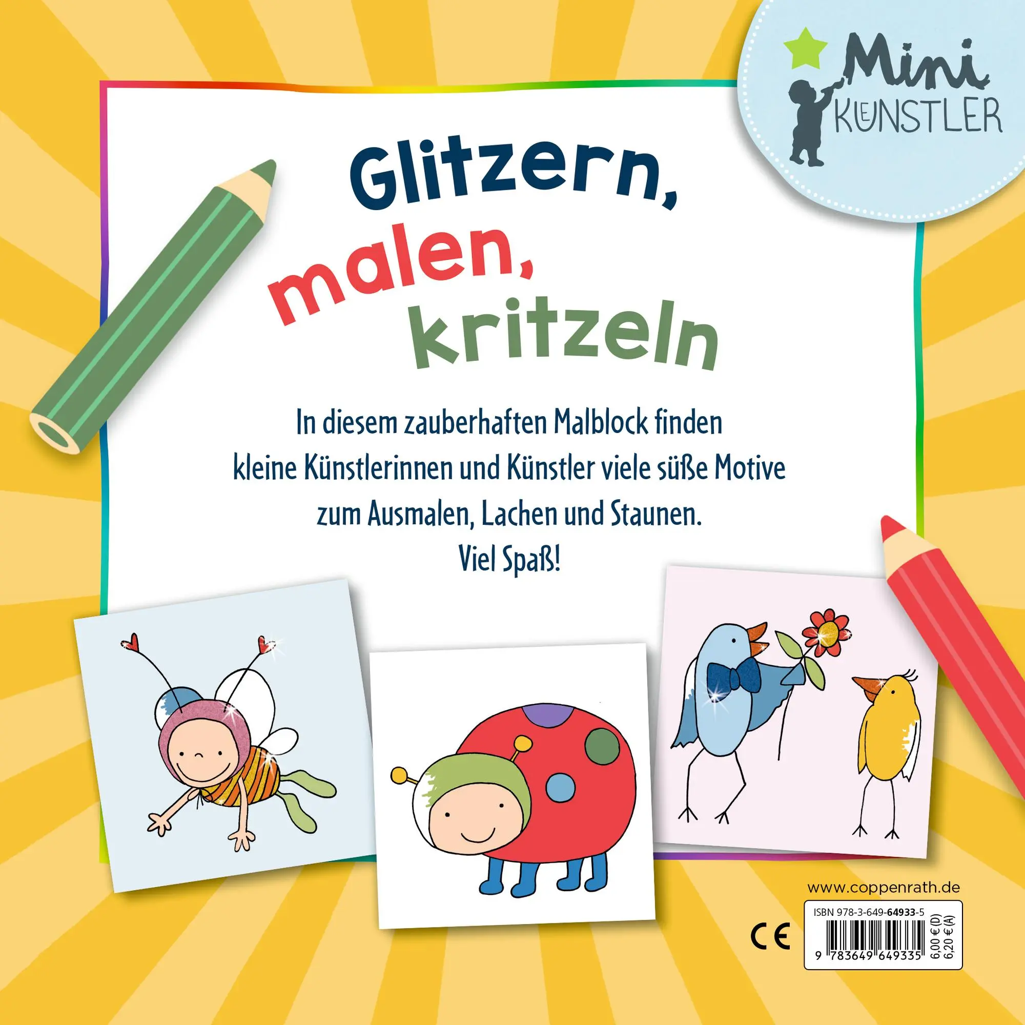 Rückseite: 9783649649335 | Mein erster Glitzer-Malspaß: Kleiner Garten | Maike Taddicken | Buch