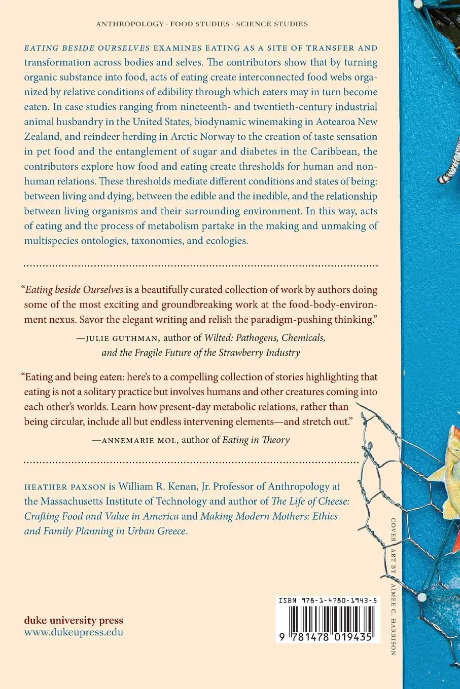 Rückseite: 9781478019435 | Eating beside Ourselves | Thresholds of Foods and Bodies | Paxson