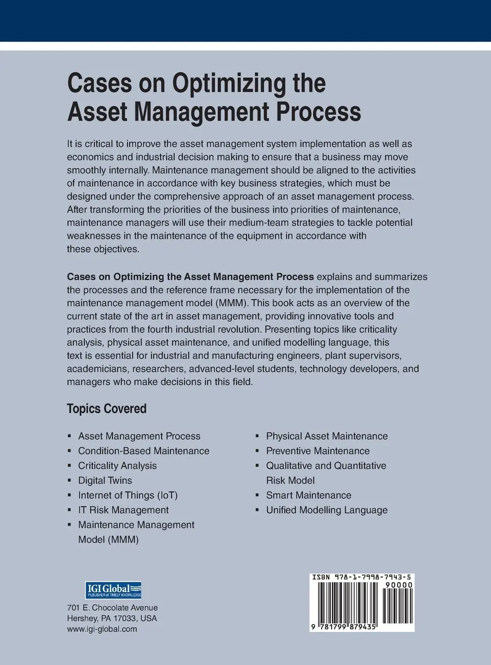 Rückseite: 9781799879435 | Cases on Optimizing the Asset Management Process | Buch | Englisch