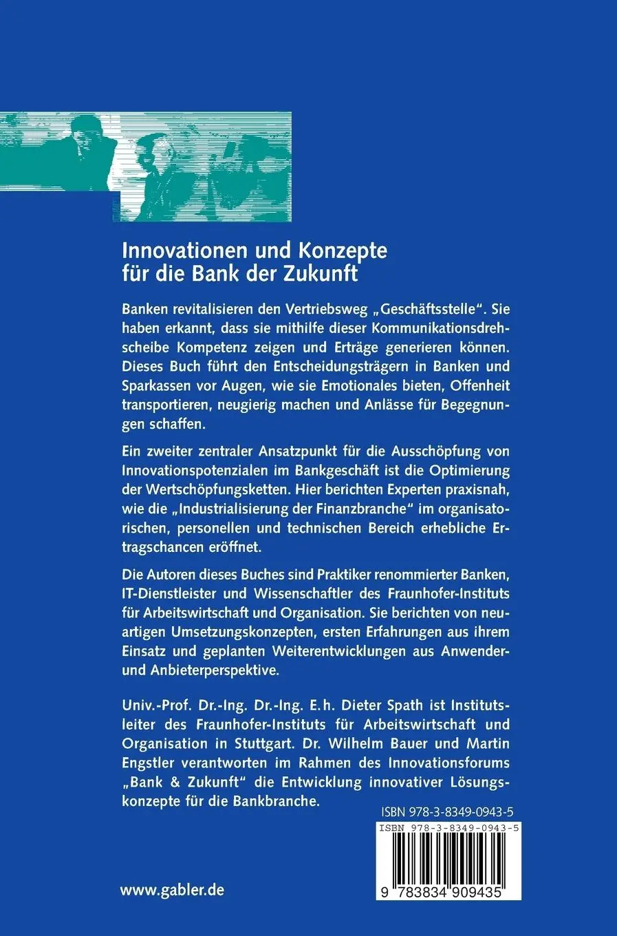 Rückseite: 9783834909435 | Innovationen und Konzepte für die Bank der Zukunft | Spath (u. a.)