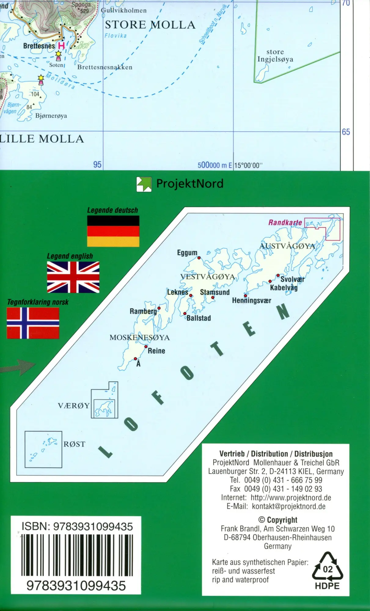Bild: 9783931099435 | Lofoten | Frank Brandl | (Land-)Karte | 1 S. | Deutsch | 2025