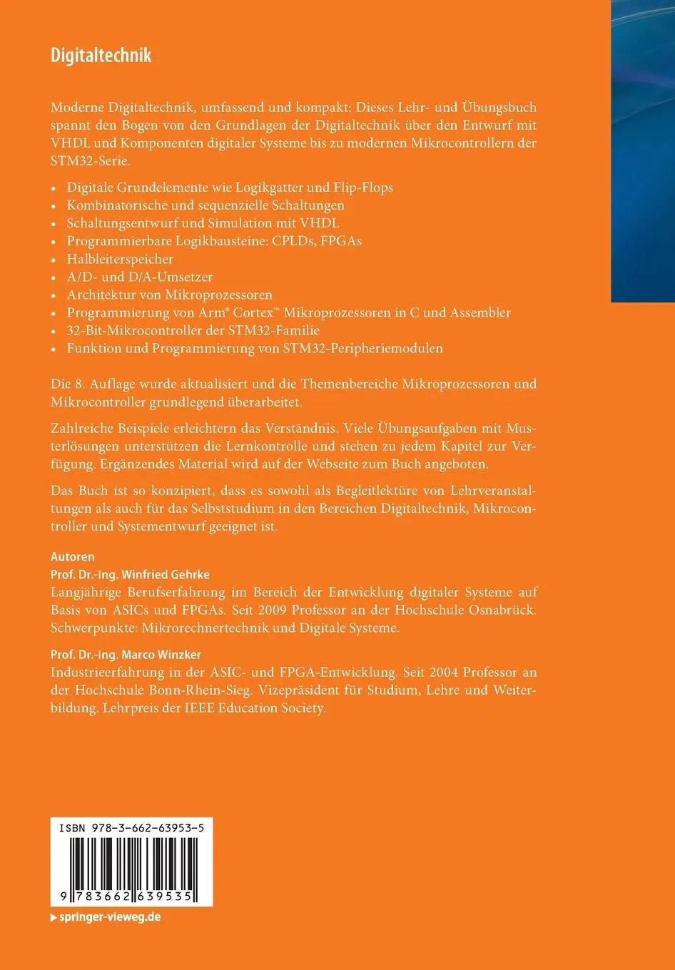 Rückseite: 9783662639535 | Digitaltechnik | Grundlagen, VHDL, FPGAs, Mikrocontroller | Buch