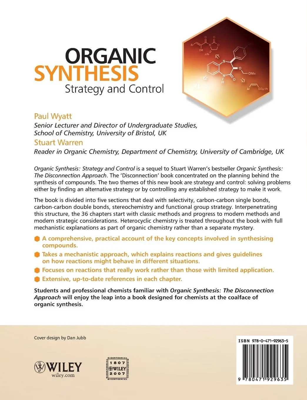 Rückseite: 9780471929635 | Organic Synthesis | Strategy and Control | Wyatt (u. a.) | Taschenbuch